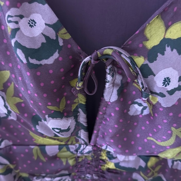 Free People Morning Light Satin Floral Printed Mini Dress Sz 10 - Picture 6 of 17